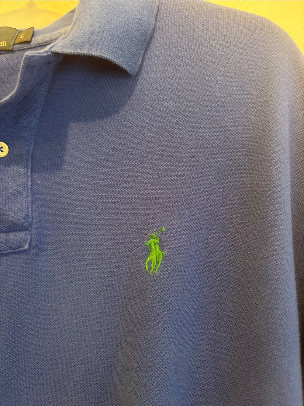 Ralph Lauren Polo Shirt in Royal Blue with Green Logo - Picture 3 of 4